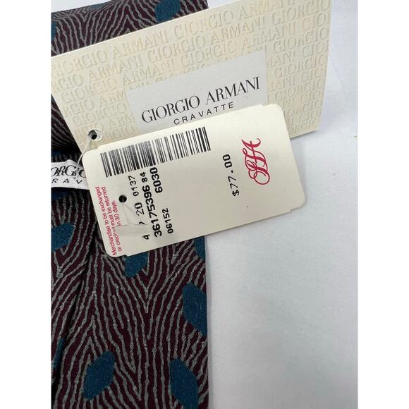 Giorgio Armani Cravatte Repp Silk Tie Italy NWT Abstract Pattern - Picture 5 of 11